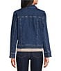 Intro Denim Contrast Stitched Point Collar Long Sleeve Zip Front Jacket - Image 2