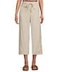 Intro Elara Embroidered Hem Drawstring Tie Pull-On Capri Pants - Image 1