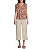 Intro Elara Embroidered Hem Drawstring Tie Pull-On Capri Pants - Image 3