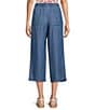 Intro Elara Embroidered Hem Drawstring Tie Pull-On Denim Capri Pants - Image 2