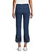 Intro Straight Leg Denim Tulip Eyelet Embroidered Frayed Hem Pull-On Ankle Pants, Color:Tidal Wash - Image 2