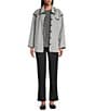 Intro Embroidered Whipstitch Grey/Black Point Collar Long Sleeve Button-Front Shirt Jacket, Color:Grey/Black Whipstitch - Image 4