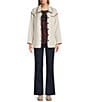 Intro Embroidered Whipstitch Point Collar Long Sleeve Button Front Shirt Jacket, Color:New Natural Pearl/Capuccino Whipstitch - Image 4