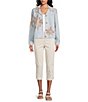 Intro Floral Embroidery Point Collar Long Sleeve Button-Front Jacket - Image 3