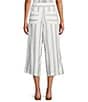 Intro Kalani Linen Blend Coordinating Straight Leg Stripe Pull-On Capri Pants - Image 2