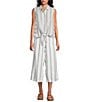 Intro Kalani Linen Blend Coordinating Straight Leg Stripe Pull-On Capri Pants - Image 3