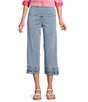Intro Knit Denim Wash Schiffli Hem Pull-On Pants - Image 1