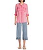 Intro Knit Denim Wash Schiffli Hem Pull-On Pants - Image 3