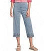Intro Knit Denim Wash Schiffli Hem Pull-On Pants - Image 1