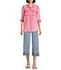 Intro Knit Denim Wash Schiffli Hem Pull-On Pants - Image 3