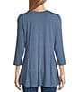 Intro Knit Jersey Scoop Neck 3/4 Sleeve A-Line Tee Shirt, Color:Coronet Blue - Image 2