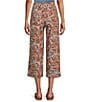 Intro Linen-Blend Abstract Floral Print Pull-On Capri Pants - Image 2