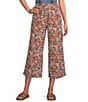 Intro Linen-Blend Abstract Floral Print Pull-On Capri Pants - Image 1