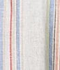 Color:Cornflower Blue - Image 4 - Linen Blend Denim Stripe Print Point Collar 3/4 Roll-Tab Sleeve Button-Front Shirt