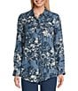Intro Lyocell Floral Print Collared Long Roll-Tab Sleeve Snap Front Shirt, Color:Sun Wash/Floral Print - Image 1