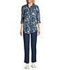 Intro Lyocell Floral Print Collared Long Roll-Tab Sleeve Snap Front Shirt, Color:Sun Wash/Floral Print - Image 3