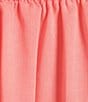 Color:Shell Pink - Image 4 - Lyocell Slub Split Round Neck Ruffle Trim 3/4 Sleeve Hidden Button Front Peasant Top