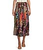 Color:Azalea Multi - Image 1 - Maya Patchwork Print Elastic Waist Tassel Drawstring A-Line Pull-On Skirt