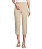 Color:Sand Colored Freedom Denim - Image 1 - Nia Pull-On Curved Hem Crop Pants