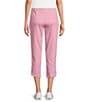 Intro Nia Pull-On Curved Hem Elastic Waist Mid Rise Capri Pants, Color:Orchid Smoke - Image 2
