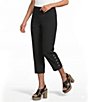 Intro Petite Size Aimee Solid Suave Knit Straight Leg Tummy Control Coconut Button Hem Pull-On Pants - Image 1