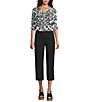 Intro Petite Size Aimee Solid Suave Knit Straight Leg Tummy Control Coconut Button Hem Pull-On Pants - Image 5