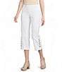 Intro Petite Size Aimee Solid Suave Knit Straight Leg Tummy Control Coconut Button Hem Pull-On Pants - Image 6