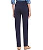 Color:Navy - Image 2 - Petite Size Bella Solid Double Knit Slim Her Straight Leg Pants