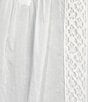 Intro Petite Size Cotton Voile Crew Neck 3/4 Sleeve Lace Trim Peasant Blouse, Color:Bright White - Image 4