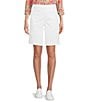 Color:Bright White - Image 1 - Petite Size Daisy High Waisted Pull-On Stretch Bermuda Shorts