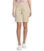 Color:Sand - Image 1 - Petite Size Daisy High Waisted Pull-On Stretch Bermuda Shorts