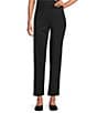 Intro Petite Size Double Knit Straight Leg Traveler Pull-On Ankle Pants, Color:Ebony Black - Image 1