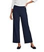 Intro Petite Size Double Knit Traveler Pull-On Wide Leg Pants, Color:Ink - Image 1
