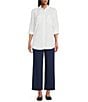 Intro Petite Size Double Knit Traveler Pull-On Wide Leg Pants, Color:Ink - Image 3