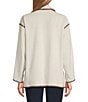 Intro Petite Size Embroidered Whipstitch Point Collar Long Sleeve Button Front Shirt Jacket, Color:New Natural Pearl/Capuccino Whipstitch - Image 3