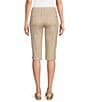 Intro Petite Size Heatseal Trim Side Hem Embellished Tummy Panel Mid Rise Bermuda Skimmer Shorts, Color:Sand - Image 2