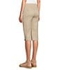 Intro Petite Size Heatseal Trim Side Hem Embellished Tummy Panel Mid Rise Bermuda Skimmer Shorts, Color:Sand - Image 4