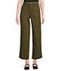 Intro Petite Size Kendall Solid Relaxed Cropped Pants, Color:Dark Olive - Image 1