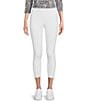 Color:Bright White - Image 1 - Petite Size Knit Jersey Love The Fit Pull-On Embroidered Hem Capri Pants