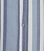Color:Sunwash/Yarn Dyed Indigo Stripe - Image 4 - Petite Size Lyocell Yarn Dyed Indigo Stripe Point Collar Roll-Tab Sleeve Snap-Front Shirt