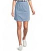 Intro Petite Size Nia Denim Button Hem Pull-On Skort - Image 6