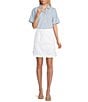 Intro Petite Size Nia Denim Button Hem Pull-On Skort - Image 5