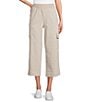 Intro Petite Size Rib Knit Pheobe Pull-On Cargo Capri Pants, Color:Sand - Image 1