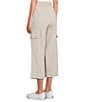 Intro Petite Size Rib Knit Pheobe Pull-On Cargo Capri Pants, Color:Sand - Image 4