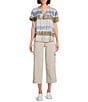 Intro Petite Size Rib Knit Pheobe Pull-On Cargo Capri Pants, Color:Sand - Image 5