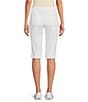 Intro Petite Size Rivet Trim Flower Skimmer Denim Pull-On Shorts, Color:Bright White - Image 2
