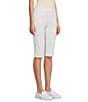 Intro Petite Size Rivet Trim Flower Skimmer Denim Pull-On Shorts, Color:Bright White - Image 3