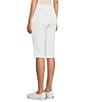 Intro Petite Size Rivet Trim Flower Skimmer Denim Pull-On Shorts, Color:Bright White - Image 4