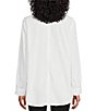 Color:Bright White - Image 2 - Petite Size Roll-Tab Sleeve Button Front Slub Lyocell Shirt