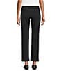 Intro Petite Size Solid Suave Knit Teri Straight Leg Tummy Control Pull-On Pants, Color:Ebony Black - Image 2
